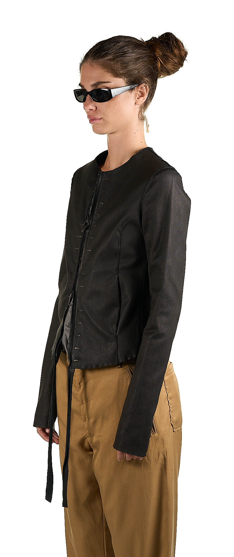 DANIELE BASTA LEATHER AND SILVER JACKET